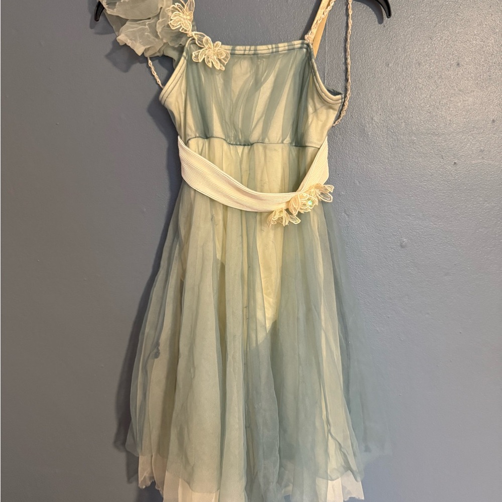 Elegant Kids Dance Costume in Blue and White